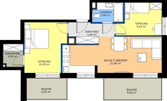 3 pokoje, mieszkanie 57,54 m², piętro 1, oferta nr 123 F/F-18, Ostródzka 123 - Etap III, Warszawa, Białołęka, Brzeziny, ul. Ostródzka 123