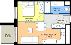 2 pokoje, mieszkanie 35,78 m², piętro 1, oferta nr 123 G/G-12, Ostródzka 123 - Etap III, Warszawa, Białołęka, Brzeziny, ul. Ostródzka 123