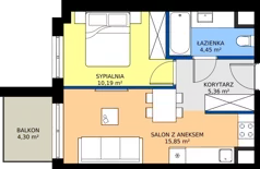 2 pokoje, mieszkanie 35,85 m², piętro 1, oferta nr 123 G/G-13, Ostródzka 123 - Etap III, Warszawa, Białołęka, Brzeziny, ul. Ostródzka 123