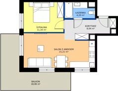 2 pokoje, mieszkanie 44,79 m², piętro 1, oferta nr 123 G/G-36, Ostródzka 123 - Etap III, Warszawa, Białołęka, Brzeziny, ul. Ostródzka 123