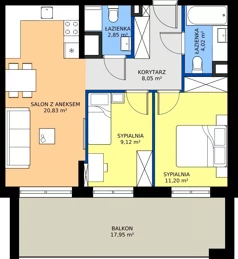 3 pokoje, mieszkanie 56,05 m², piętro 1, oferta nr 123 G/G-34, Ostródzka 123 - Etap III, Warszawa, Białołęka, Brzeziny, ul. Ostródzka 123