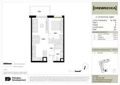 2 pokoje, mieszkanie 38,78 m², piętro 3, oferta nr E1.102, Drewnicka, Ząbki, ul. Drewnicka 7