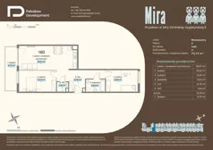 3 pokoje, mieszkanie 74,74 m², piętro 3, oferta nr C.160, Osiedle Mira, Pruszków, Centrum, ul. Miry Zimińskiej – Sygietyńskiej 5