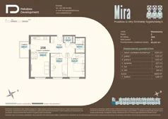3 pokoje, mieszkanie 64,62 m², piętro 2, oferta nr D.206, Osiedle Mira, Pruszków, Centrum, ul. Miry Zimińskiej – Sygietyńskiej 5