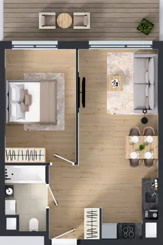 2 pokoje, mieszkanie 42,43 m², piętro 1, oferta nr A.016, Osiedle Mira, Pruszków, Centrum, ul. Miry Zimińskiej – Sygietyńskiej 5