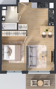 2 pokoje, mieszkanie 37,40 m², piętro 4, oferta nr C.171, Osiedle Mira, Pruszków, Centrum, ul. Miry Zimińskiej – Sygietyńskiej 5