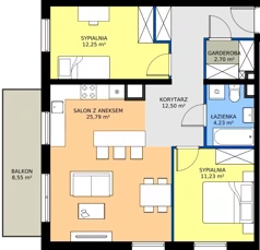 3 pokoje, mieszkanie 68,70 m², piętro 1, oferta nr D81, Milczańska 18, Poznań, Rataje, Łacina, ul. Milczańska 18