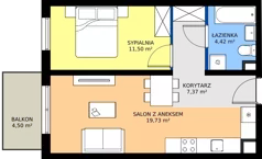 2 pokoje, mieszkanie 43,02 m², piętro 3, oferta nr D94, Milczańska 18, Poznań, Rataje, Łacina, ul. Milczańska 18