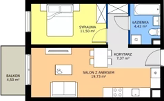2 pokoje, mieszkanie 43,02 m², piętro 1, oferta nr D82, Milczańska 18, Poznań, Rataje, Łacina, ul. Milczańska 18