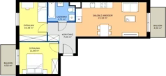 3 pokoje, mieszkanie 57,29 m², piętro 2, oferta nr B36, Milczańska 18, Poznań, Rataje, Łacina, ul. Milczańska 18