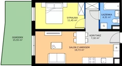 2 pokoje, mieszkanie 42,81 m², parter, oferta nr D76, Milczańska 18, Poznań, Rataje, Łacina, ul. Milczańska 18