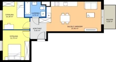 3 pokoje, mieszkanie 59,05 m², piętro 2, oferta nr C58, Milczańska 18, Poznań, Rataje, Łacina, ul. Milczańska 18