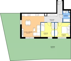 3 pokoje, mieszkanie 63,78 m², parter, oferta nr A.1.3, JA_SIELSKA etap V, Poznań, Podolany, Podolany, ul. Jasielska