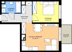 2 pokoje, mieszkanie 46,30 m², piętro 3, oferta nr A.4.59, JA_SIELSKA etap V, Poznań, Podolany, Podolany, ul. Jasielska