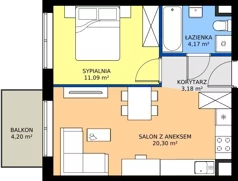 2 pokoje, mieszkanie 38,97 m², piętro 2, oferta nr A.3.38, JA_SIELSKA etap V, Poznań, Podolany, Podolany, ul. Jasielska