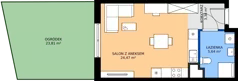 1 pokój, mieszkanie 33,49 m², parter, oferta nr A.1.4, JA_SIELSKA etap V, Poznań, Podolany, Podolany, ul. Jasielska