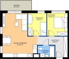 3 pokoje, mieszkanie 59,11 m², piętro 3, oferta nr A.4.49, JA_SIELSKA etap V, Poznań, Podolany, Podolany, ul. Jasielska