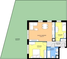3 pokoje, mieszkanie 58,67 m², parter, oferta nr A.1.11, JA_SIELSKA etap V, Poznań, Podolany, Podolany, ul. Jasielska