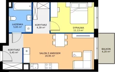 2 pokoje, mieszkanie 47,89 m², piętro 3, oferta nr A.4.57, JA_SIELSKA etap V, Poznań, Podolany, Podolany, ul. Jasielska
