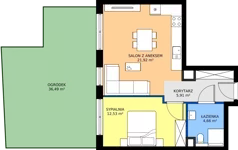 2 pokoje, mieszkanie 44,99 m², parter, oferta nr B.1.10, JA_SIELSKA etap V, Poznań, Podolany, Podolany, ul. Jasielska