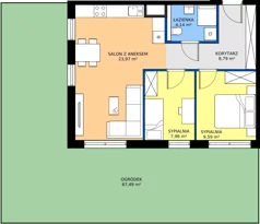 3 pokoje, mieszkanie 54,45 m², parter, oferta nr B.1.7, JA_SIELSKA etap V, Poznań, Podolany, Podolany, ul. Jasielska