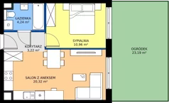 2 pokoje, mieszkanie 38,74 m², parter, oferta nr B.1.6, JA_SIELSKA etap V, Poznań, Podolany, Podolany, ul. Jasielska