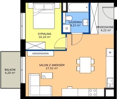 2 pokoje, mieszkanie 46,12 m², piętro 3, oferta nr C.4.25, JA_SIELSKA etap V, Poznań, Podolany, Podolany, ul. Jasielska
