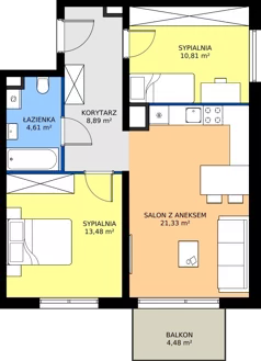 3 pokoje, mieszkanie 59,12 m², piętro 2, oferta nr A.025, Osiedle Mira, Pruszków, Centrum, ul. Miry Zimińskiej – Sygietyńskiej 5