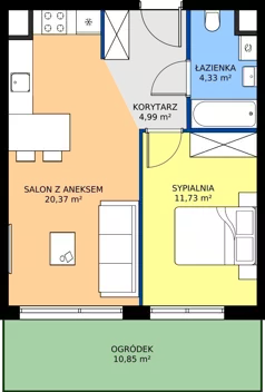 2 pokoje, mieszkanie 41,42 m², parter, oferta nr C.132, Osiedle Mira, Pruszków, Centrum, ul. Miry Zimińskiej – Sygietyńskiej 5