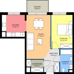 2 pokoje, mieszkanie 51,02 m², piętro 1, oferta nr B.087, Osiedle Mira, Pruszków, Centrum, ul. Miry Zimińskiej – Sygietyńskiej 5