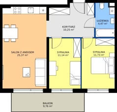 3 pokoje, mieszkanie 62,96 m², piętro 2, oferta nr D.207, Osiedle Mira, Pruszków, Centrum, ul. Miry Zimińskiej – Sygietyńskiej 5