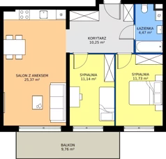 3 pokoje, mieszkanie 62,96 m², piętro 1, oferta nr D.203, Osiedle Mira, Pruszków, Centrum, ul. Miry Zimińskiej – Sygietyńskiej 5