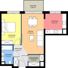 2 pokoje, mieszkanie 50,50 m², piętro 2, oferta nr C.148, Osiedle Mira, Pruszków, Centrum, ul. Miry Zimińskiej – Sygietyńskiej 5