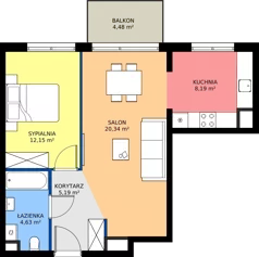 2 pokoje, mieszkanie 50,50 m², piętro 2, oferta nr A.017, Osiedle Mira, Pruszków, Centrum, ul. Miry Zimińskiej – Sygietyńskiej 5