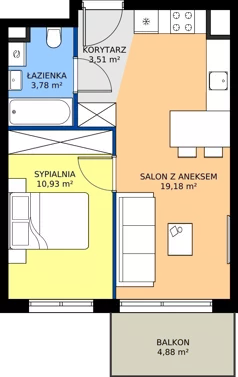 2 pokoje, mieszkanie 37,40 m², piętro 1, oferta nr C.141, Osiedle Mira, Pruszków, Centrum, ul. Miry Zimińskiej – Sygietyńskiej 5