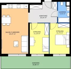 3 pokoje, mieszkanie 62,82 m², parter, oferta nr D.199, Osiedle Mira, Pruszków, Centrum, ul. Miry Zimińskiej – Sygietyńskiej 5