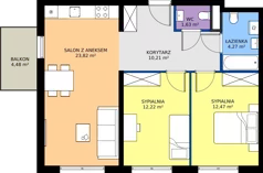 3 pokoje, mieszkanie 64,62 m², piętro 1, oferta nr D.202, Osiedle Mira, Pruszków, Centrum, ul. Miry Zimińskiej – Sygietyńskiej 5