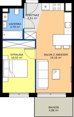 2 pokoje, mieszkanie 37,40 m², piętro 2, oferta nr C.151, Osiedle Mira, Pruszków, Centrum, ul. Miry Zimińskiej – Sygietyńskiej 5