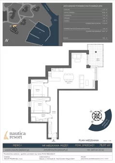 3 pokoje, lokal inwestycyjny 78,97 m², piętro 1, oferta nr H.201, Nautica Resort, Giżycko, ul. Moniuszki 23