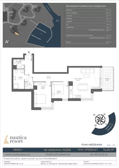 3 pokoje, lokal inwestycyjny 76,06 m², piętro 1, oferta nr H.206, Nautica Resort, Giżycko, ul. Moniuszki 23