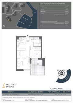 2 pokoje, lokal inwestycyjny 53,82 m², piętro 1, oferta nr H.207, Nautica Resort, Giżycko, ul. Moniuszki 23