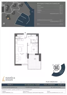 2 pokoje, lokal inwestycyjny 53,82 m², piętro 2, oferta nr H.307, Nautica Resort, Giżycko, ul. Moniuszki 23