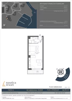 1 pokój, lokal inwestycyjny 36,92 m², piętro 2, oferta nr H.309, Nautica Resort, Giżycko, ul. Moniuszki 23