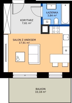 1 pokój, mieszkanie 29,36 m², piętro 2, oferta nr 53, Apartamenty Barbary 19, Katowice, Śródmieście, ul. Barbary 19