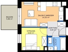 2 pokoje, mieszkanie 30,66 m², piętro 3, oferta nr 29, Apartamenty Barbary 19, Katowice, Śródmieście, ul. Barbary 19