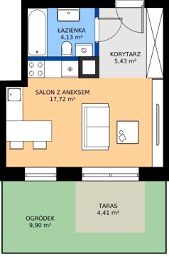 1 pokój, mieszkanie 27,28 m², parter, oferta nr 40, Apartamenty Barbary 19, Katowice, Śródmieście, ul. Barbary 19