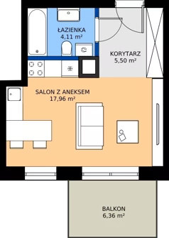1 pokój, mieszkanie 27,57 m², piętro 2, oferta nr 52, Apartamenty Barbary 19, Katowice, Śródmieście, ul. Barbary 19
