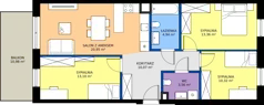 4 pokoje, mieszkanie 76,30 m², piętro 1, oferta nr 66, Apartamenty Barbary 19, Katowice, Śródmieście, ul. Barbary 19