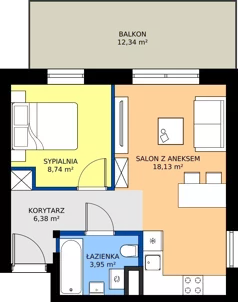 2 pokoje, mieszkanie 37,20 m², piętro 2, oferta nr 73, Apartamenty Barbary 19, Katowice, Śródmieście, ul. Barbary 19