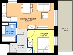 2 pokoje, mieszkanie 36,79 m², piętro 3, oferta nr 27, Apartamenty Barbary 19, Katowice, Śródmieście, ul. Barbary 19